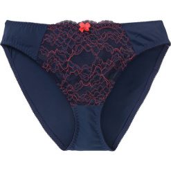 Figi bonprix ciemnoniebiesko-koralowy. Niebieskie majtki damskie bonprix, z koronki. Za 24.99 zł.