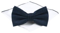 Mucha Męska z Poszetką (Zestaw) - Chattier - Granatowa z Fakturą Materiału. Niebieskie krawaty i muchy Chattier, bez wzorów, eleganckie. Za 59.00 zł.