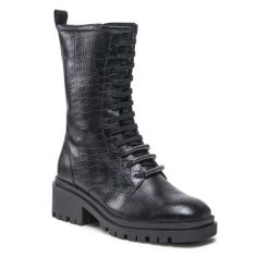 Trzewiki Sergio Bardi. Czarne botki damskie Sergio Bardi, bez wzorów, bez obcasa, na płaskiej podeszwie, bez zapięcia. Za 238.99 zł.