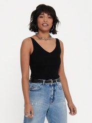 JDY Top Nanna 15180497 Czarny Slim Fit. Czarne topy damskie JDY, l, bez wzorów, z wiskozy, bez kołnierzyka, bez ramiączek. Za 89.99 zł.