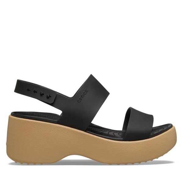 Sandały Crocs. Czarne sandały damskie Crocs, bez wzorów, bez obcasa, na koturnie, bez zapięcia. Za 259.99 zł.