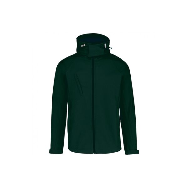 Kurtka z kapturem Kariban Softshell. Zielone kurtki męskie KARIBAN, m, bez wzorów, z elastanu, z kapturem. Za 250.50 zł.