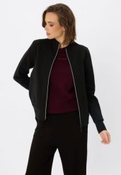 Bluza ze stójką B-YASMIN. Czarne bluzy damskie Volcano, l, bez wzorów, z bawełny, casualowe, bez ramiączek, bez kaptura. Za 169.99 zł.