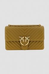 PINKO Oliwkowa listonoszka damska Love One Classic. Zielone listonoszki damskie Pinko, bez wzorów, bez dodatków. W wyprzedaży za 1,379.99 zł.
