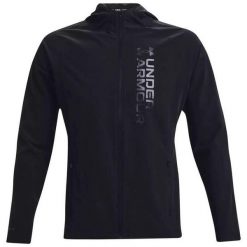 Kurtka do biegania męska Under Armour OutRun The Storm Jacket. Czarne kurtki męskie Under Armour, m, bez wzorów, sportowe, bez kaptura. Za 389.00 zł.