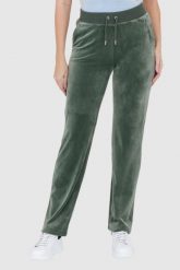 JUICY COUTURE Welurowe zielone spodnie dresowe diamante bottoms. Zielone spodnie dresowe damskie Juicy Couture, bez wzorów, z dresówki. W wyprzedaży za 329.99 zł.