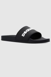 DSQUARED2 Czarne klapki męskie z logo. Czarne klapki męskie Dsquared2, bez wzorów, bez zapięcia. W wyprzedaży za 669.99 zł.