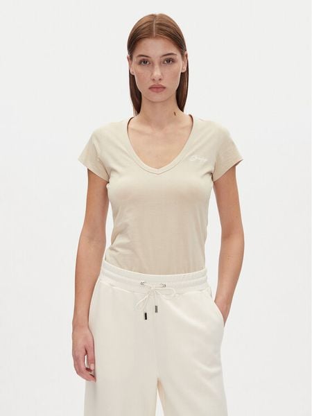 BOSS T-Shirt C_Eslane_4 50540432 Beżowy Slim Fit. Brązowe t-shirty damskie Boss, xs, bez wzorów, z bawełny, bez kołnierzyka, bez ramiączek. Za 119.99 zł.