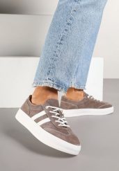 Brązowe Sneakersy Tenisówki ze Skóry Naturalnej na Niskiej Platformie Eleadria. Brązowe trampki i tenisówki damskie Renee, bez wzorów, z jeansu, bez zapięcia. Za 189.99 zł.