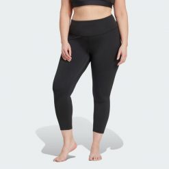 Legginsy All Me 7/8 (Plus Size). Czarne legginsy damskie Adidas, bez wzorów, z materiału. Za 279.00 zł.