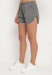 Ciemnoszare Dresowe Szorty z Bawełną High Waist Floratess. Szare szorty damskie Born2be, bez wzorów, z bawełny, biznesowe, z podwyższonym stanem. Za 29.99 zł.