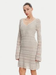 Guess Sukienka dzianinowa W5GK48 Z3E22 Szary Slim Fit. Szare sukienki damskie Guess, s, z aplikacjami, z dzianiny, bez kołnierzyka, bez ramiączek. Za 309.99 zł.