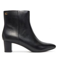Botki LAUREN RALPH LAUREN. Czarne botki damskie Lauren Ralph Lauren, bez wzorów, bez obcasa, na słupku, bez zapięcia. Za 579.99 zł.