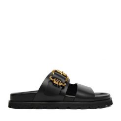 Klapki GINO ROSSI. Czarne klapki damskie Gino Rossi, bez wzorów, bez obcasa, bez zapięcia. Za 329.99 zł.