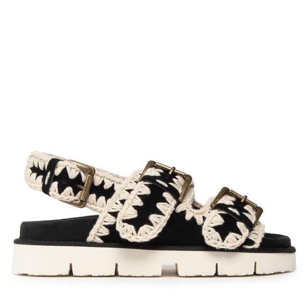 Sandały Mou. Czarne sandały damskie Mou, bez wzorów, bez obcasa, na płaskiej podeszwie, bez zapięcia. Za 939.99 zł.