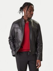 Tommy Hilfiger Kurtka skórzana Racer MW0MW41961 Czarny Regular Fit. Czarne kurtki męskie Tommy Hilfiger, m, bez wzorów, ze skóry, bez kaptura. Za 2,089.00 zł.