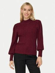 ONLY Sweter Katia 15232494 Bordowy Regular Fit. Czerwone swetry nierozpinane damskie ONLY, s, bez wzorów, z syntetyku, bez kołnierzyka, bez ramiączek. Za 139.99 zł.