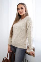 Sweter z warkoczowym splotem beżowy. Brązowe swetry nierozpinane damskie KESI, l, bez wzorów, z jeansu, eleganckie, bez kołnierzyka, plus size, bez ramiączek. Za 150.97 zł.