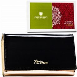 Portfel damski Peterson PTN 1N-466 czarny. Czarne portfele damskie Peterson, z lakierowanej skóry. Za 129.99 zł.