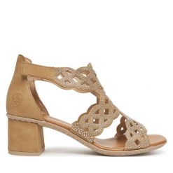 Sandały Rieker. Czarne sandały damskie Rieker, bez wzorów, bez obcasa, na płaskiej podeszwie, bez zapięcia. Za 299.99 zł.