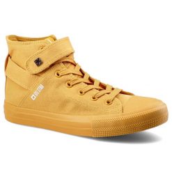 Żółte Trampki Big Star Damskie Obuwie Na Rzep. Żółte trampki i tenisówki damskie BIG STAR, z aplikacjami, z gumy, bez zapięcia. Za 85.00 zł.