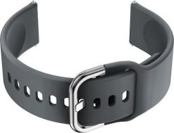 Pasek gumowy do smartwatch 18mm - ciemny szary/srebrny. Szare zegarki smartwatch NoName, bez wzorów, z gumy. Za 21.12 zł.