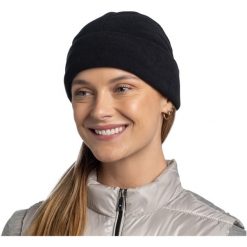 Czapka BUFF POLAR PRINTS BEANIE SOLID. Czarne czapki damskie Buff, bez wzorów, z materiału. Za 149.90 zł.