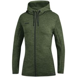 Kurtka Jako femme à capuche Premium Basics. Zielone kurtki sportowe damskie Jako, bez wzorów, bez ramiączek, bez kaptura, na fitness i siłownię. Za 432.50 zł.