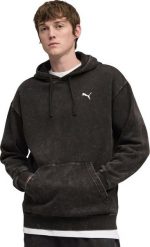 Bluza męska Puma ESS Elevated Relaxed Wash Hoodie czarna 688049 01 XL. Czarne bluzy męskie Puma, m, bez wzorów, bez ramiączek, bez kaptura. Za 285.93 zł.