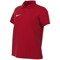 Koszulka damska Nike Dri-FIT Park 26 Polo. Czerwone bluzki damskie Nike, bez wzorów, z bawełny, sportowe, bez kołnierzyka, bez ramiączek. Za 115.99 zł.