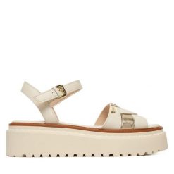 Sandały Liu Jo. Białe sandały damskie Liu Jo, bez wzorów, bez obcasa, na koturnie, bez zapięcia. Za 559.99 zł.