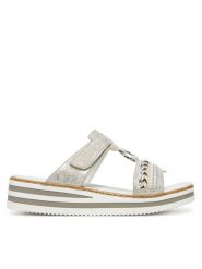 Rieker Klapki V02M6-40 Srebrny. Szare klapki damskie Rieker, bez wzorów, z syntetyku, bez obcasa, bez zapięcia. Za 259.99 zł.