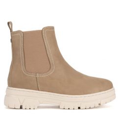 Botki Go Soft. Brązowe botki damskie GO SOFT, bez wzorów, bez obcasa, na płaskiej podeszwie, bez zapięcia. Za 199.99 zł.