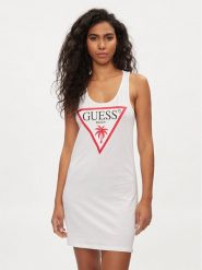 Guess Sukienka letnia E3GP03 JA914 Biały Slim Fit. Białe sukienki damskie Guess, na lato, s, z aplikacjami, z bawełny, bez kołnierzyka, bez ramiączek. Za 99.99 zł.