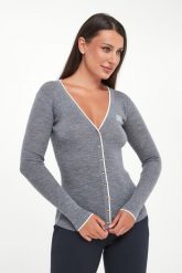Kardigan damski wełniany prążkowany ELISABETTA FRANCHI. Kardigany damskie Elisabetta Franchi, bez wzorów, prążkowane, bez kołnierzyka. Za 1,369.00 zł.