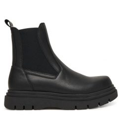 Sztyblety Guess. Czarne botki męskie Guess, z aplikacjami, bez obcasa, bez zapięcia. Za 619.99 zł.