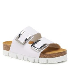 Klapki Dr. Brinkmann. Białe klapki damskie Dr. Brinkmann, bez wzorów, bez obcasa, bez zapięcia. Za 259.99 zł.