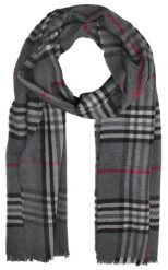 Szalik z Kaszmiru, Szary w Kratkę, Delikatny, Miękki, Ciepły -V. Fraas. Szare szaliki męskie V. Fraas, bez wzorów, z kaszmiru. Za 265.00 zł.