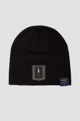 AERONAUTICA MILITARE Czarna czapka męska Frecce Tricolori Toque Patch. Czarne czapki męskie Aeronautica Militare, bez wzorów. W wyprzedaży za 119.99 zł.