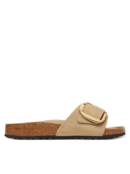 Birkenstock Klapki Madrid Big Buckle Hex 1030467 Brązowy. Brązowe klapki damskie Birkenstock, bez wzorów, ze skóry, bez obcasa, bez zapięcia. Za 589.99 zł.