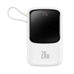 Baseus Qpow Pro z kablem Lightning USB-C USB 10000mAh 20W biały. Białe powerbanki . Za 98.00 zł.