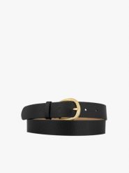 Czarny pasek z skóry licowej. Czarne paski damskie Ryłko, bez wzorów, ze skóry. Za 129.99 zł.