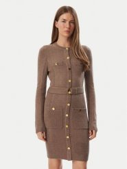 Marciano Guess Sukienka dzianinowa 5BGK43 5893Z Brązowy Regular Fit. Brązowe sukienki damskie Marciano Guess, z aplikacjami, z dzianiny, bez kołnierzyka, bez ramiączek. Za 1,289.00 zł.