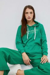Bluza z kapturem i napisem. Bluzy damskie MOODO, m, bez wzorów, z bawełny, bez ramiączek, z kapturem. W wyprzedaży za 69.99 zł.