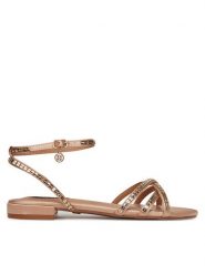 Nine West Sandały R25SS018660 Beżowy. Brązowe sandały damskie Nine West, bez wzorów, z materiału, bez obcasa, na płaskiej podeszwie, bez zapięcia. Za 149.99 zł.