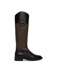 MICHAEL Michael Kors Kozaki Kimmee 40F6KMFB5B Brązowy ciemny. Brązowe kozaki damskie MICHAEL Michael Kors, bez wzorów, ze skóry, bez obcasa, na płaskiej podeszwie, bez zapięcia. Za 1,239.00 zł.
