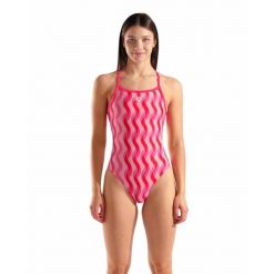 Strój Kąpielowy Damski Arena Ripple Print Swimsuit. Czerwone stroje kąpielowe damskie ARENA, bez wzorów. Za 259.99 zł.