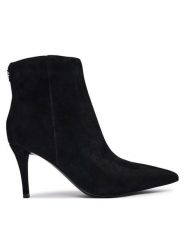 Guess Botki FLFCLZ SUE10 Czarny. Czarne botki damskie Guess, z aplikacjami, bez obcasa, na szpilce, bez zapięcia. Za 674.99 zł.