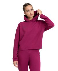 Bluza damska z kapturem bawełniana Arena Hooded. Fioletowe bluzy damskie ARENA, s, z aplikacjami, z bawełny, eleganckie, bez ramiączek, z kapturem. Za 201.98 zł.
