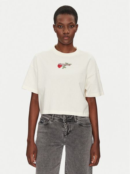 Converse T-Shirt Thorned 10028306-A01 Écru Oversize. T-shirty damskie Converse, s, bez wzorów, z bawełny, bez kołnierzyka, bez ramiączek. Za 89.99 zł.